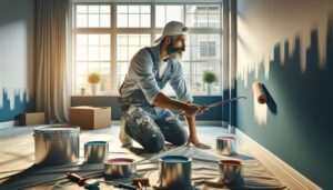 a man painting the wall
